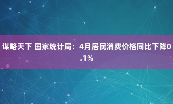 谋略天下 国家统计局：4月居民消费价格同比下降0.1%